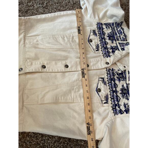 CAROL LITTLE SPORT Denim Jacket Embroidered Beaded Retro women 8 Oversized - Picture 7 of 9